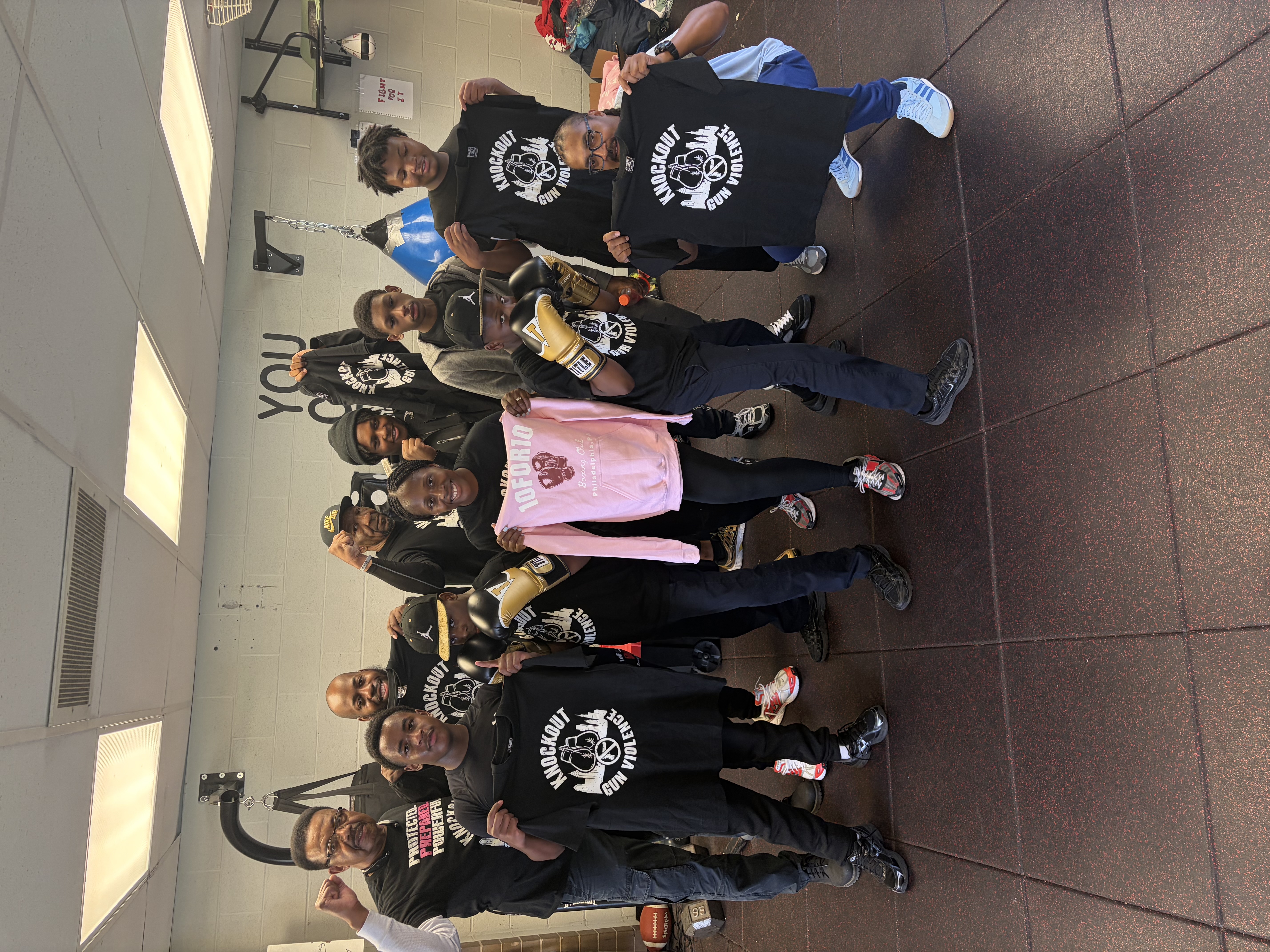 Knockout Gun Violence youth community group wearing KGV t-shirts