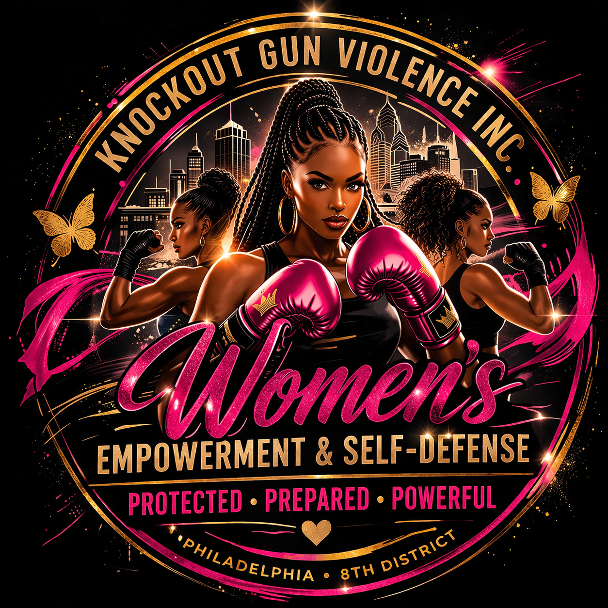 Knockout Gun Violence Women's Empowerment and Self-Defense program branding